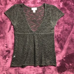 4/$20 Ann Taylor LOFT Black Crochet Top